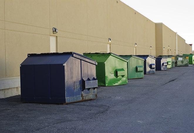 dumpsters lined up waiting to be filled with construction waste in Conover, NC